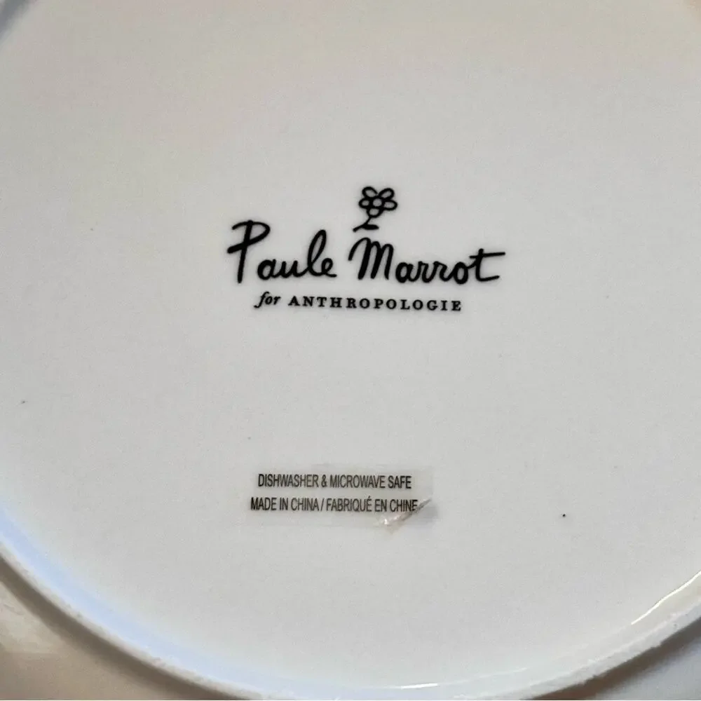 Paule Marrot for Anthropologie Francaise Floral Butterfly Dinner Plate Ceramic